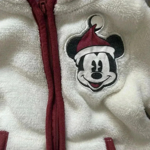 Disney Baby Fleece Hooded Jacket Santa Mickey Size 3-6 Months - Picture 4 of 4